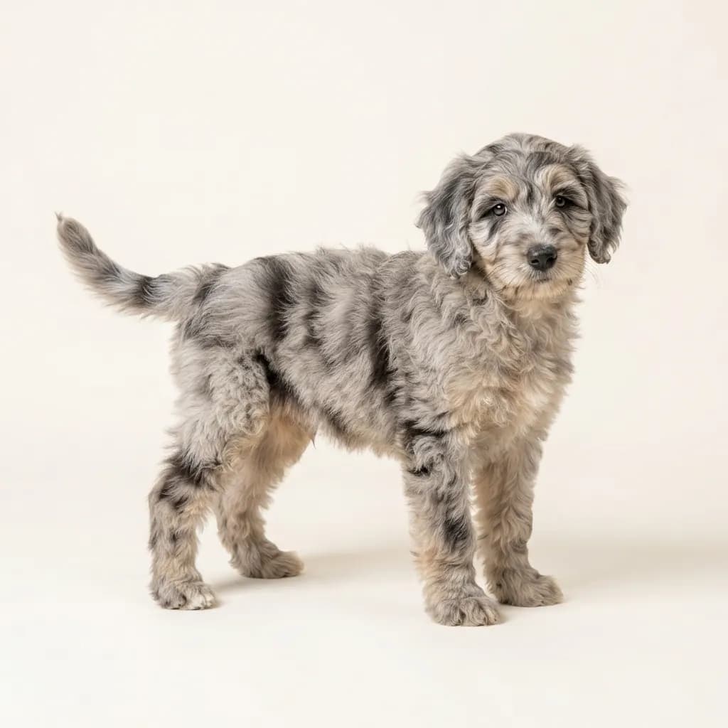 Australian Labradoodle in Merle (Tiger) — Fellfarbe und Aussehen