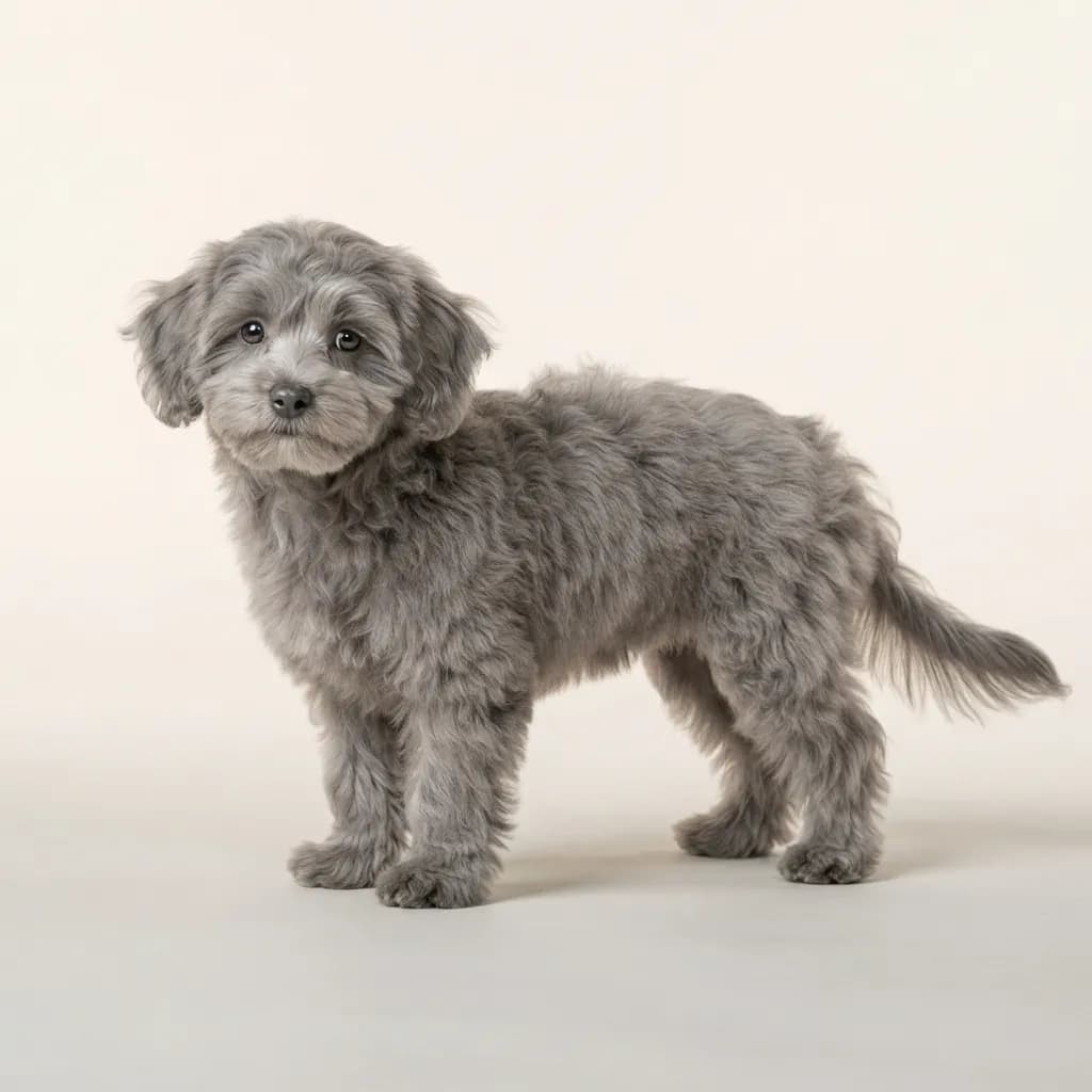 Shihpoo in Grau — Fellfarbe und Aussehen