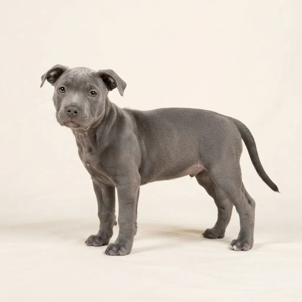 American Staffordshire Terrier in Blau — Fellfarbe und Aussehen