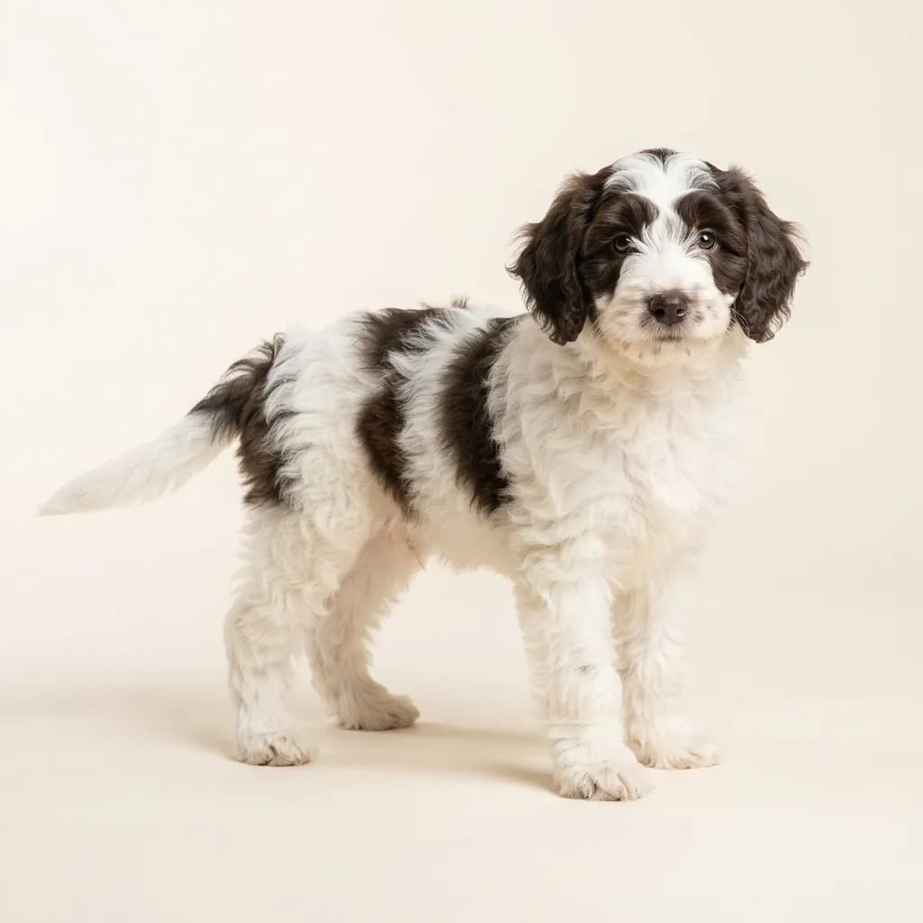 Australian Labradoodle in Gescheckt — Fellfarbe und Aussehen