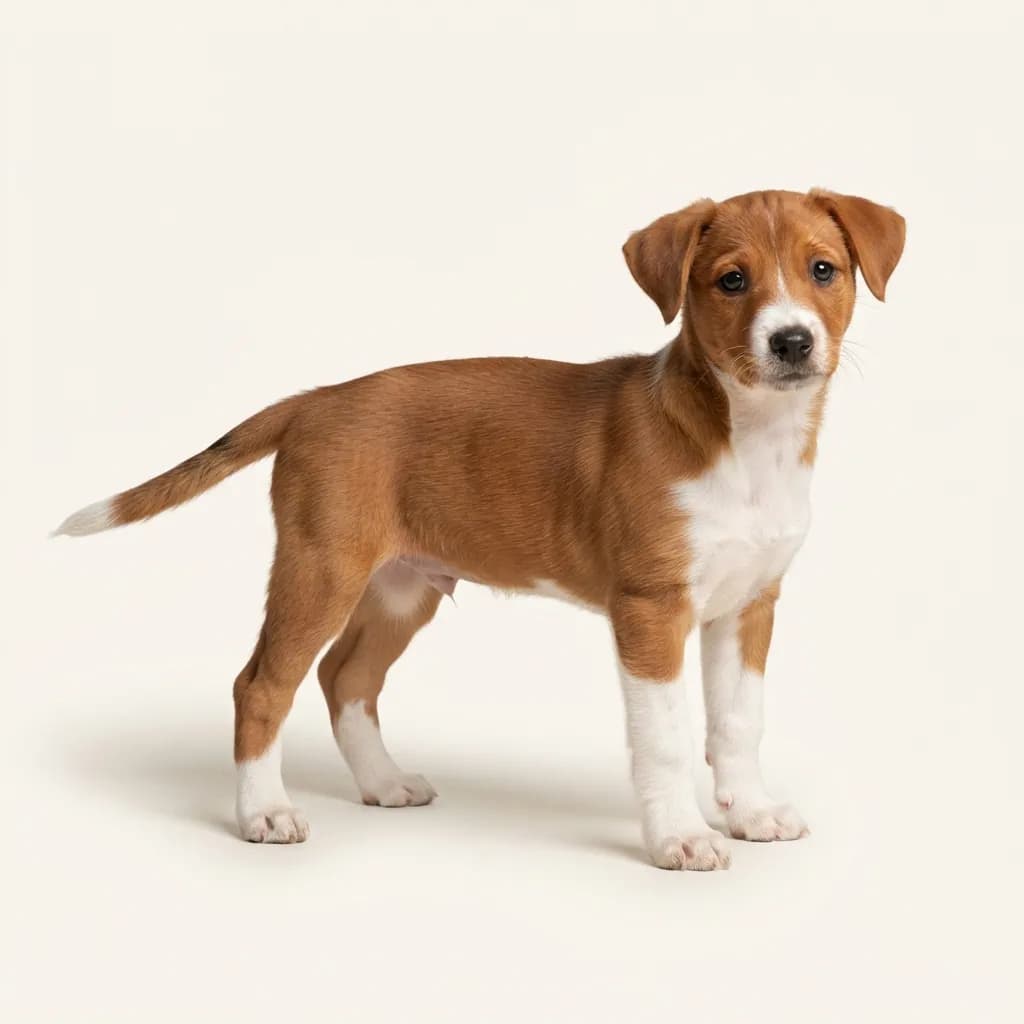 Danish-Swedish Farmdog in Rot-Weiß — Fellfarbe und Aussehen