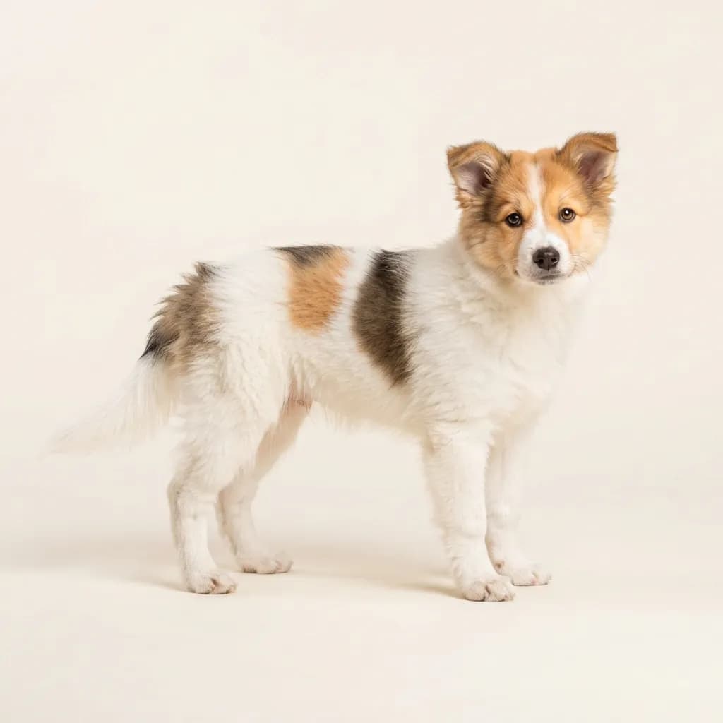 Islandhund in Gescheckt — Fellfarbe und Aussehen