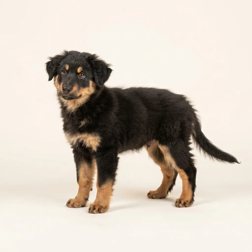 Alpenhütehund in Schwarz mit Loh — Fellfarbe und Aussehen