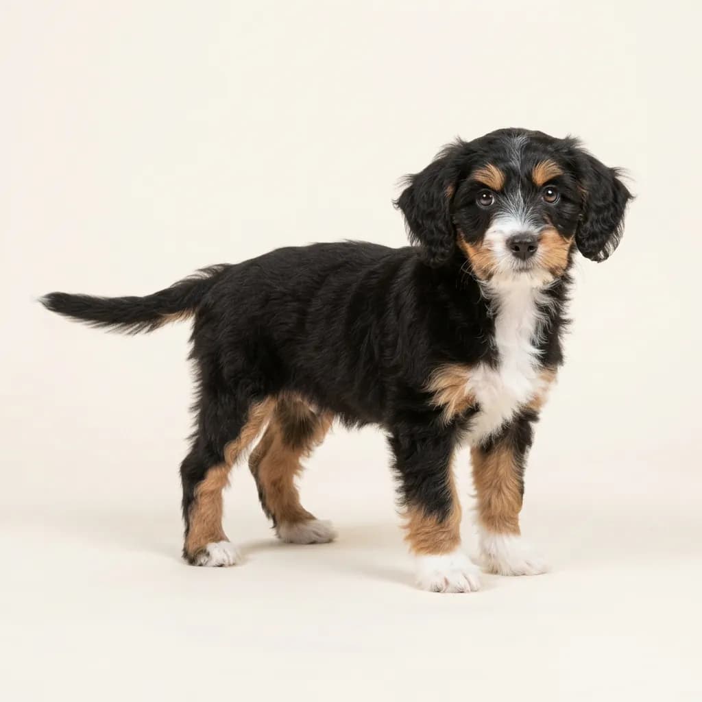 Jackapoo in Dreifarbig (Tricolor) — Fellfarbe und Aussehen