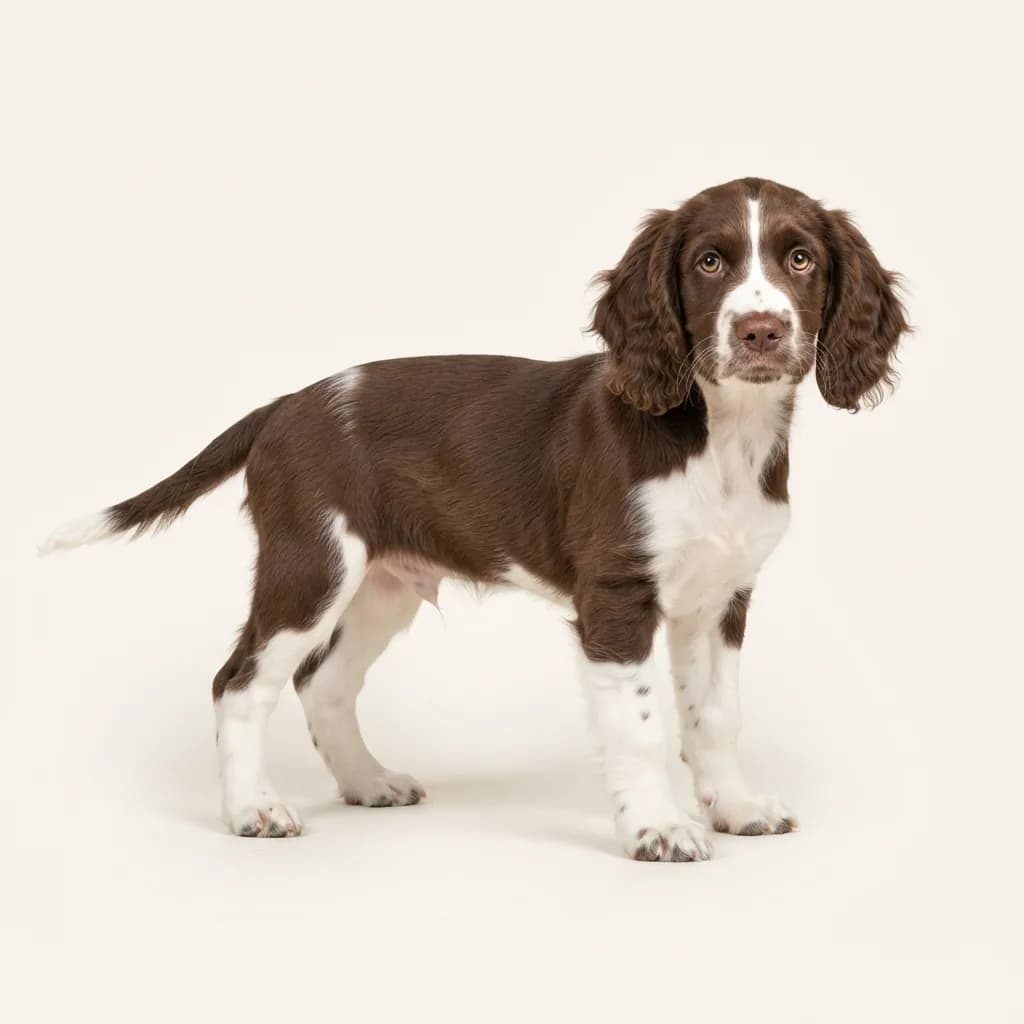 English Springer Spaniel in Braun-Weiß — Fellfarbe und Aussehen
