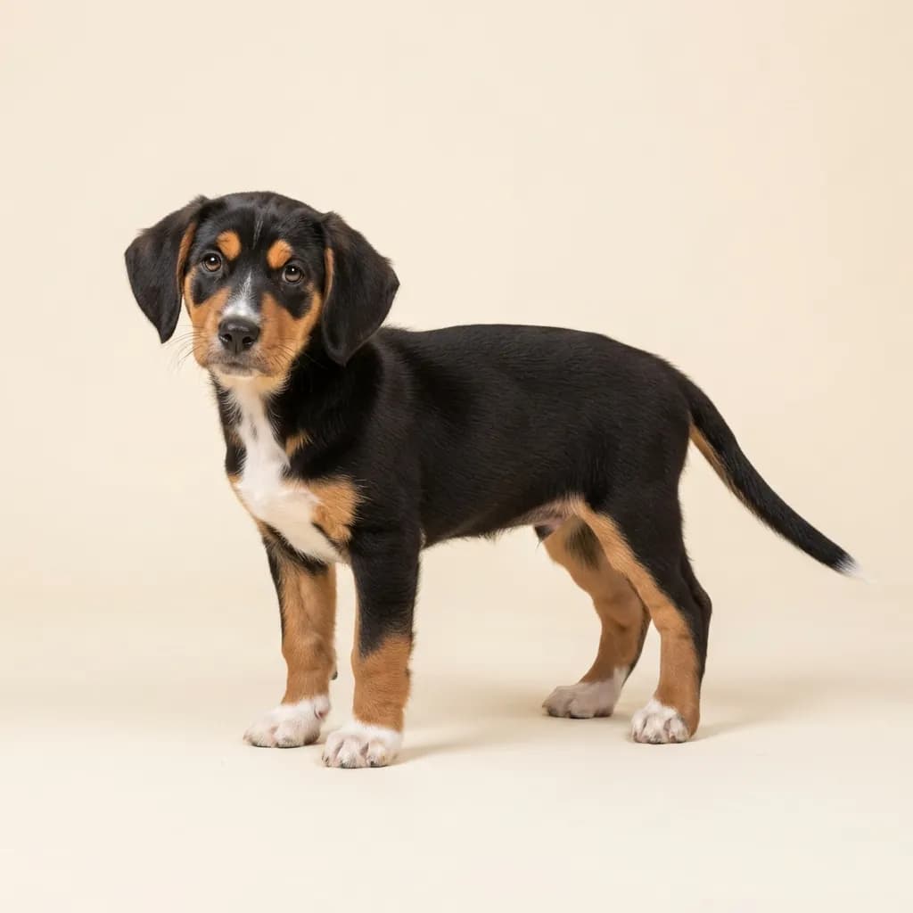 Dunkerhund (Dunkerbracke - Norwegischer Laufhund) in Dreifarbig (Tricolor) — Fellfarbe und Aussehen