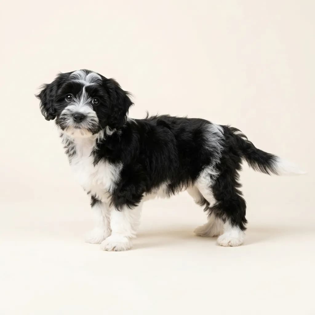 Shihpoo in Schwarz-Weiß — Fellfarbe und Aussehen