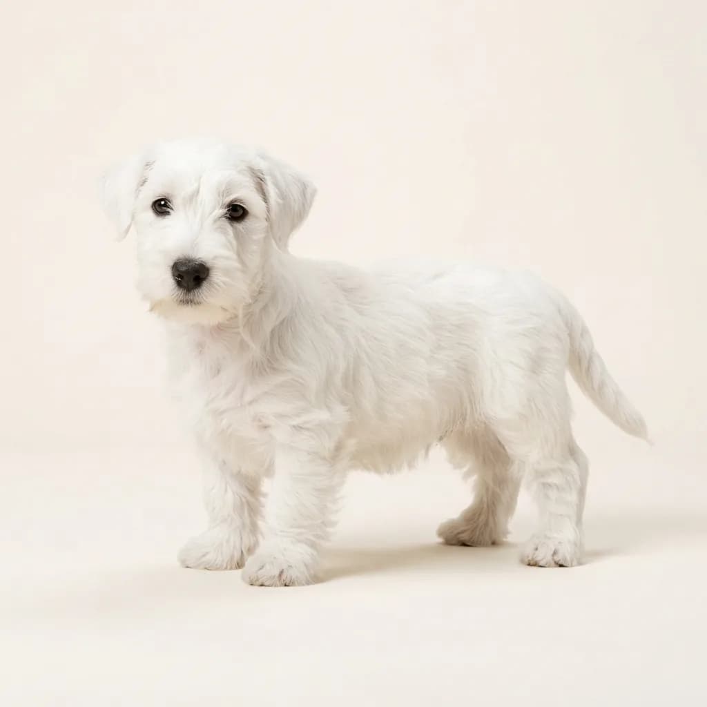 Sealyham Terrier in Weiß — Fellfarbe und Aussehen